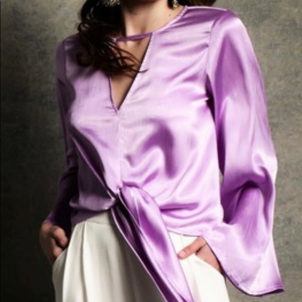 Silk Bell Sleeve Blouse